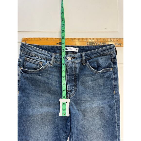 Zara Straight Leg Women's Jeans Size 6 Button Fly Raw Hem Two Tone Bottom - Picture 5 of 6